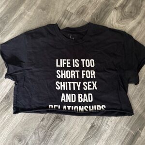 Black Graphic Crop Top